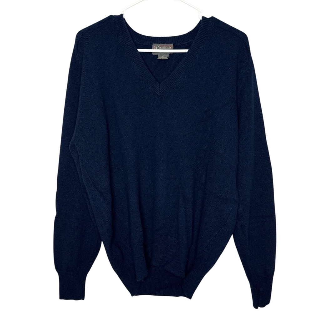 Vintage CC Courtenay Men's Blue V-Neck 100% Cashmere Sweater Medium